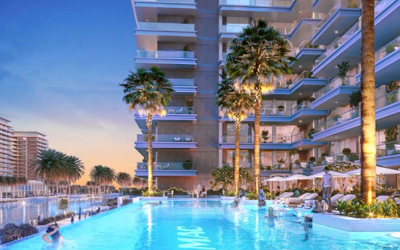 Medupi _ Damac Infinity pool and tower at dusk (1)